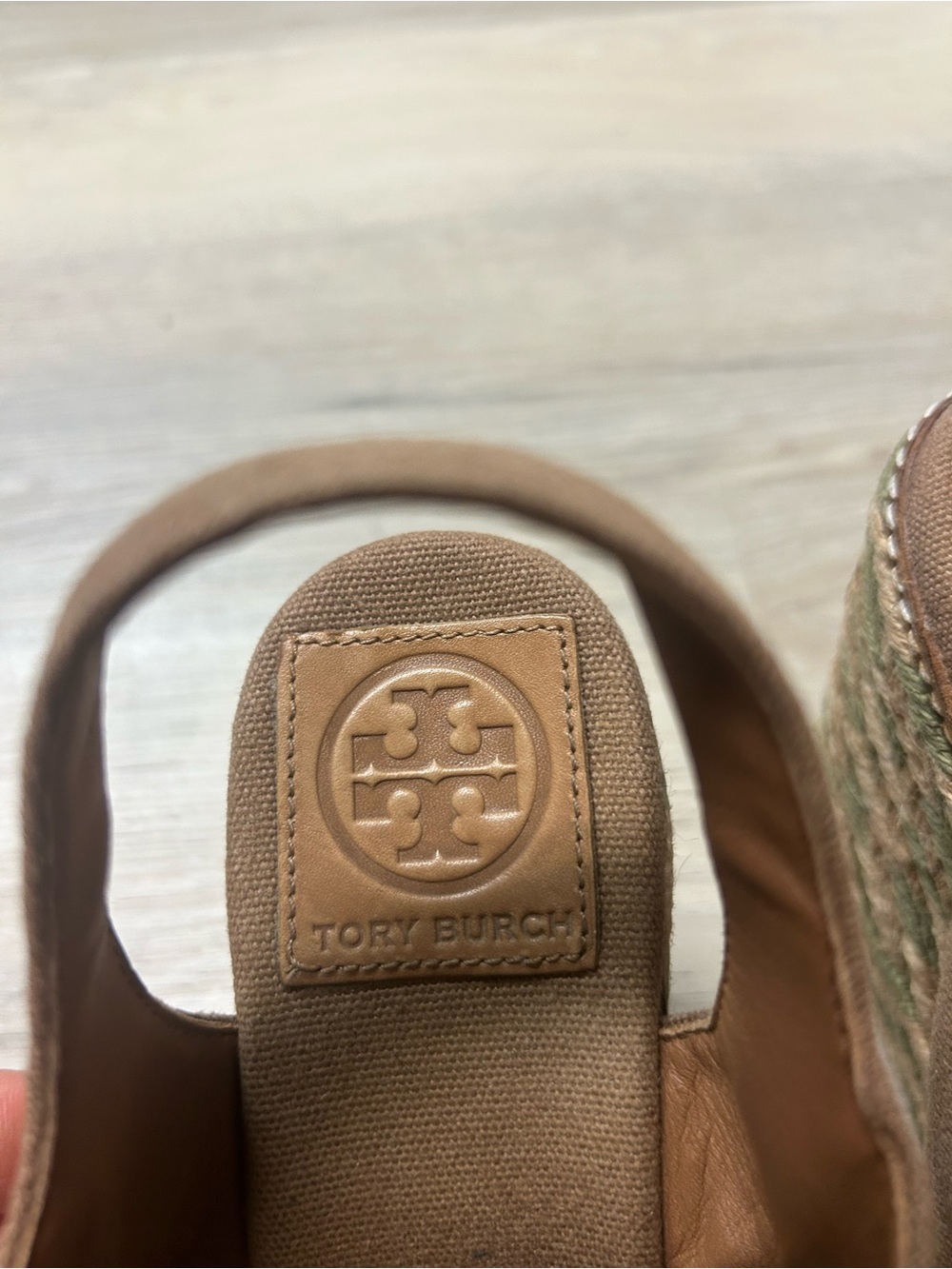 Tory Burch Wedge Sandals Womens 9M Linley Espadrille Platform Tan Olive Lace Up - Picture 9 of 14